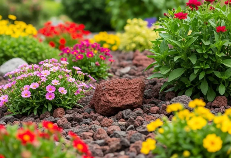 jardin fleurs pouzzolane